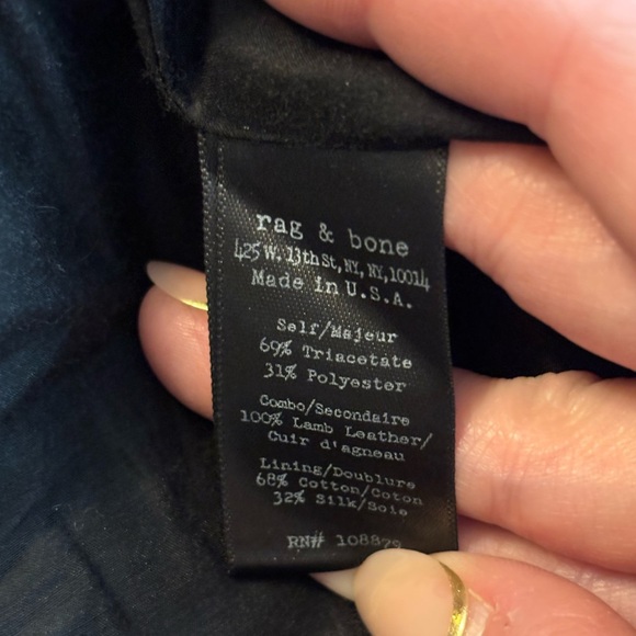 Rag and Bone Black Lamb Leather Trim Tuxedo Blazer - Picture 4 of 8